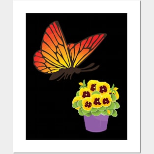 Flower and butterfly Posters and Art